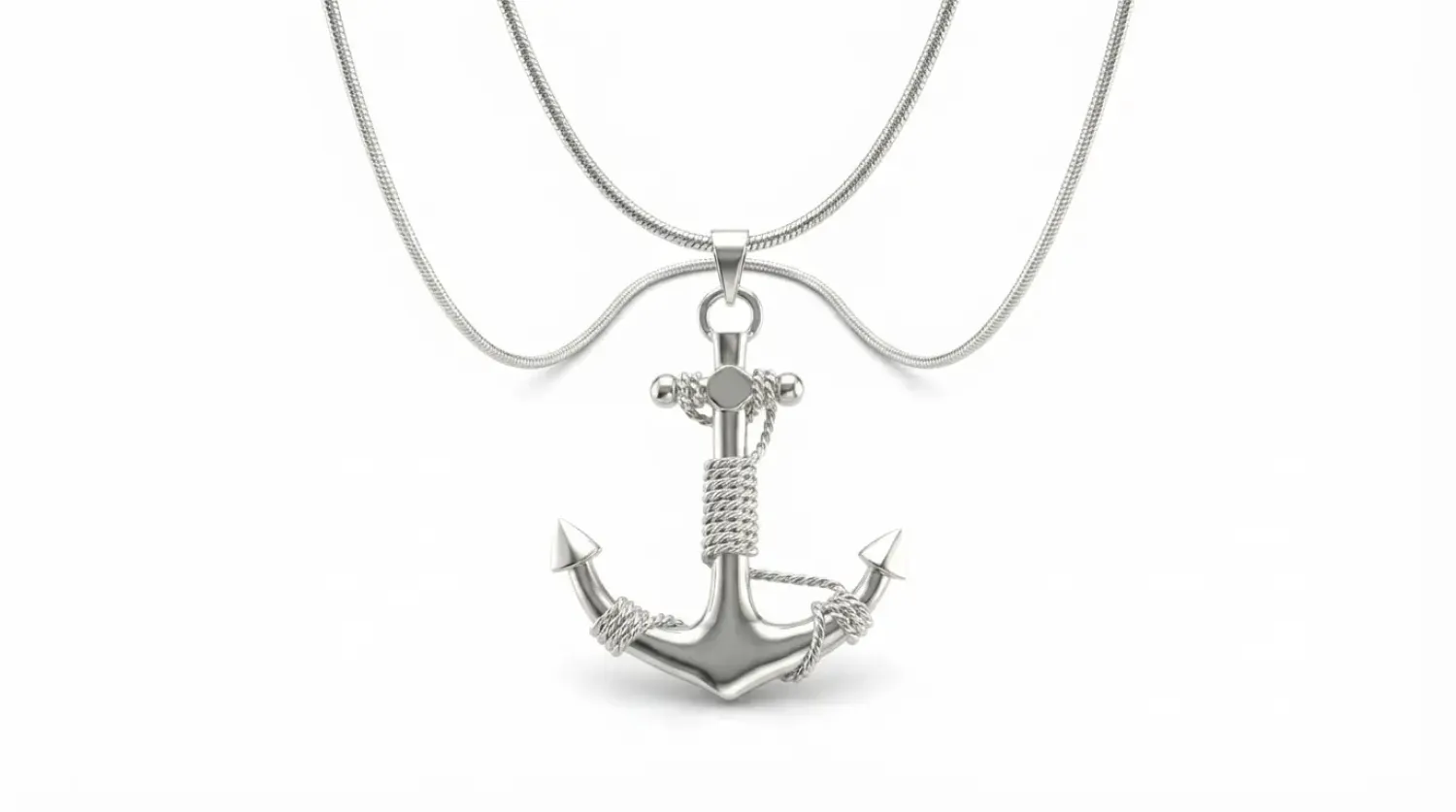 Preview: Halskette Calypso 925 Sterling Silber mit Anker Anhänger